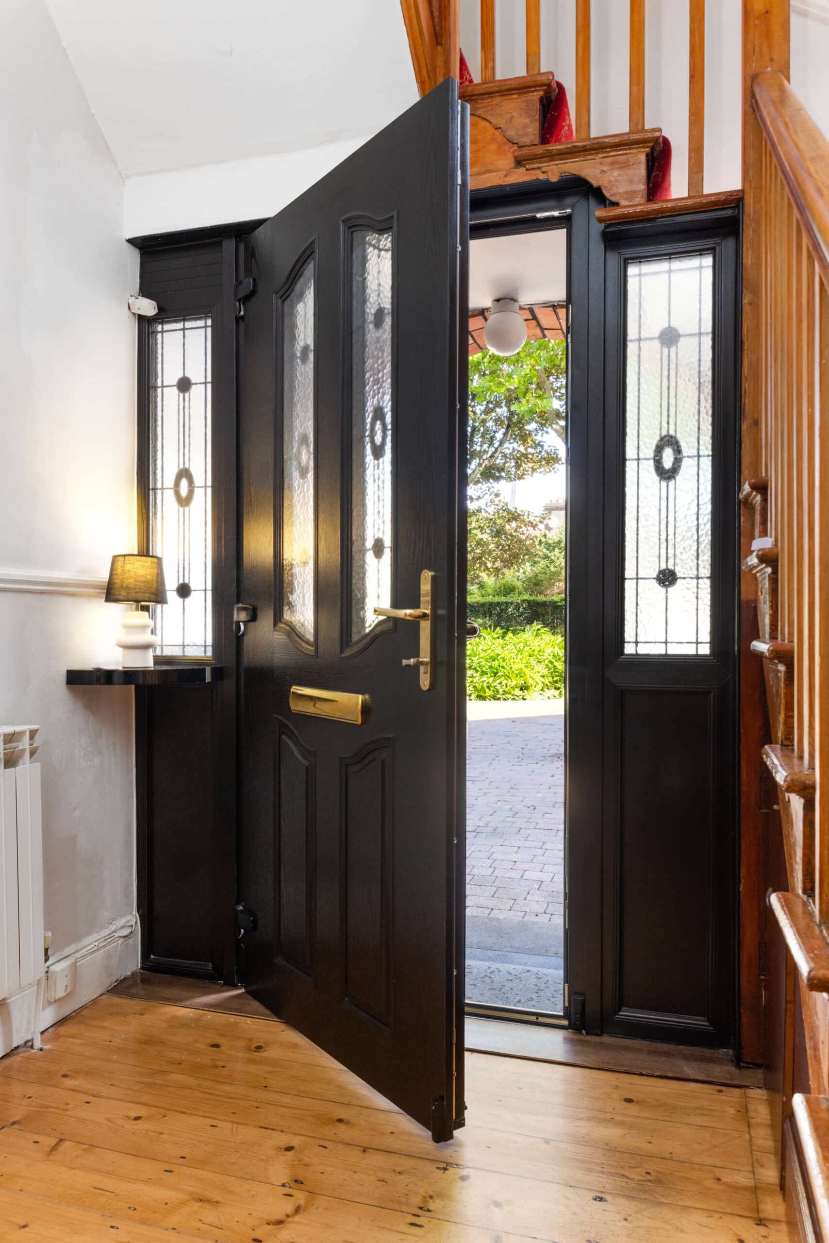 Global Home Improvements black composite front door, interior