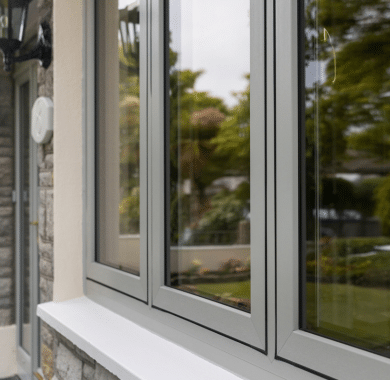 Global Home Improvements Flush Frame windows, Agate Grey